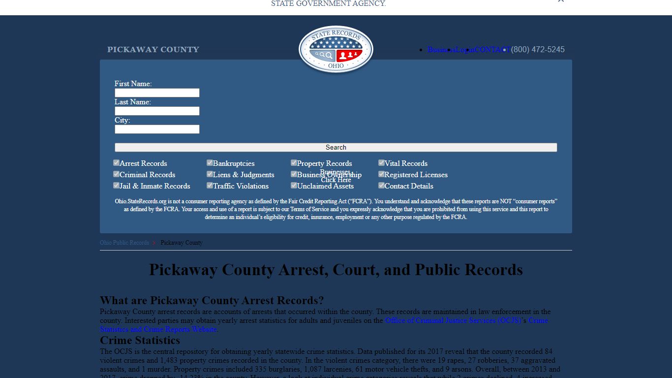 Pickaway County Arrest, Court, and Public Records